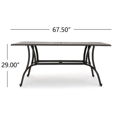 Outdoor Cast Aluminum Rectangular Dining Table, Bronze
