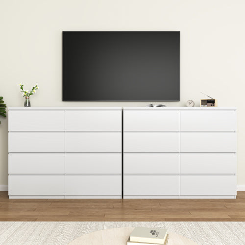 8 Drawers Dresser for Bedroom, Wood Bedroom Dresser Modern Drawer Chest, 8 Chest of Drawer, Tall Dresser for Closet, Dressers Organizer for Living Room, Closet, White