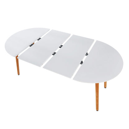 Adjustable Extendable Dining Table, MDF Top Wood Leg Multi-Function Office Coffee Table 100-180cm Size