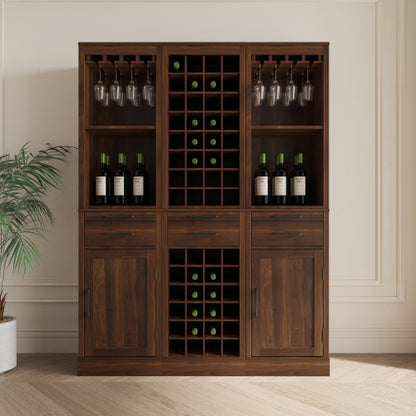 brown walnut color modular 32  wine bar cabinet Buffet Cabinet