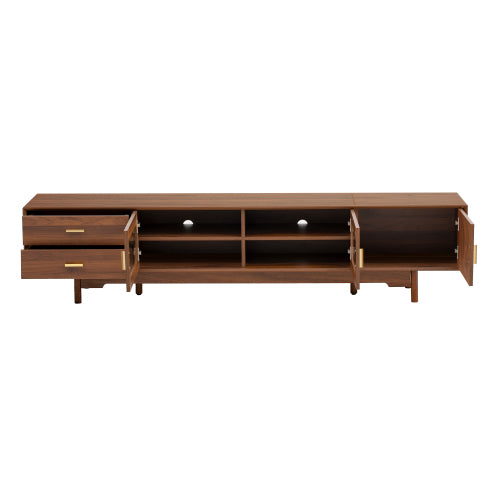 78 inch Modern TV Stand for TVs Up to 85 inch, Fluted Glass Doors Media Console with Drawers
