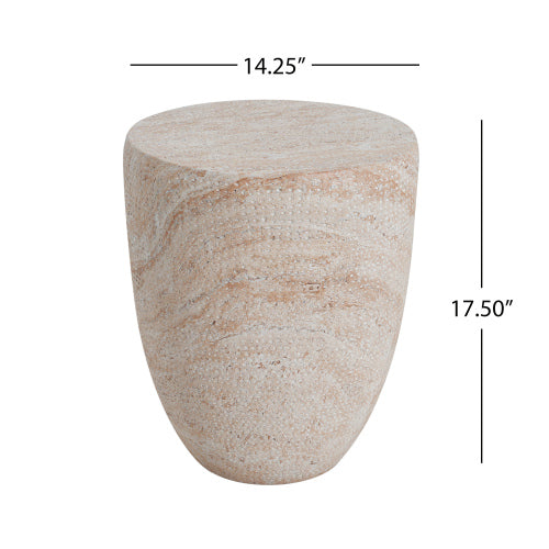 Outdoor/Indoor Lightweight Concrete Side Table,Travertine Finish