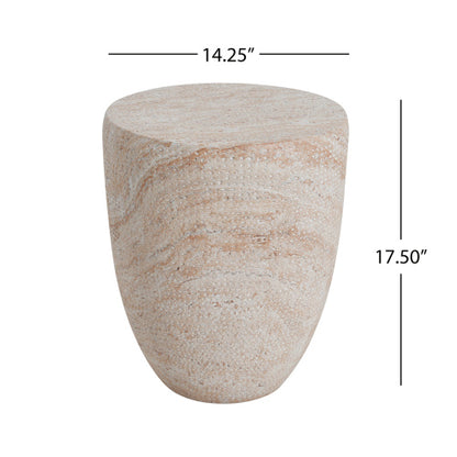 Outdoor/Indoor Lightweight Concrete Side Table,Travertine Finish