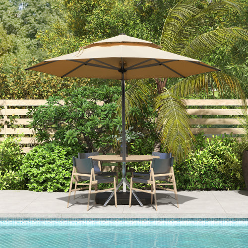 Round Cantilever Umbrella with Center Pole, Beige (Base Not Included)