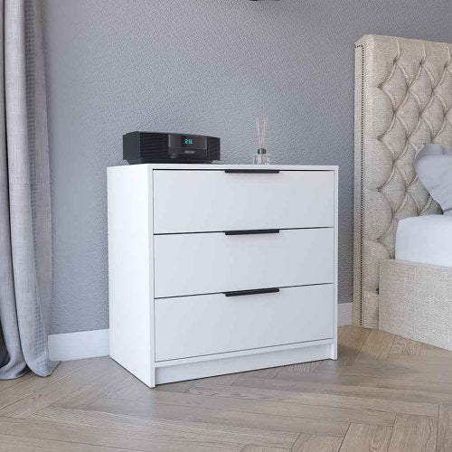 3 Drawers Dresser,-White