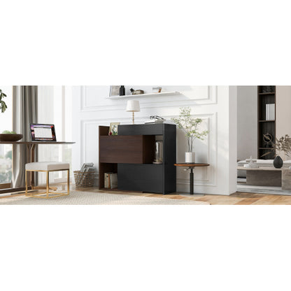 32.5 inch-58.8 inchW 40 inchH Multifuctional Storage Cabinet, Buffet Sideboard Cabinet with Drawer, Corner Cabinet for 44 inchH Window decor, Livingroom, Hallway, Entryway, Kitchen & Office  - Black & Walnut