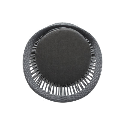 26.7" Modern Gray Swivel Wicker Lounge Chair with Rattan and Iron Frame, Featuring a Stylish Round Design, Perfect for Living Room