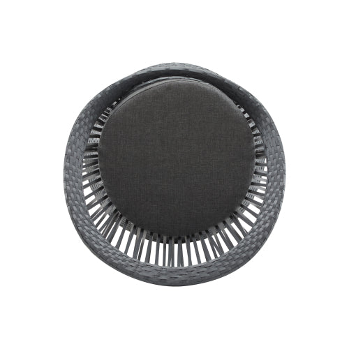 26.7" Modern Gray Swivel Wicker Lounge Chair with Rattan and Iron Frame, Featuring a Stylish Round Design, Perfect for Living Room, Patio, or Balcony Relaxation