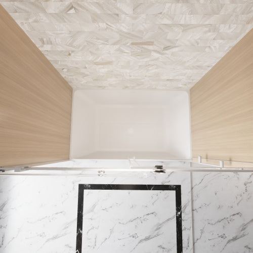 Frameless Single sliding shower door 56-60 "W x 60" H, 1/4 "(6 mm) Clear Tempered Glass, Explosion Proof Film, Stainless Steel Handle Square Tube Track ,Brushed Nickel