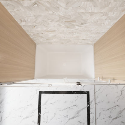 Frameless Single sliding shower door 56-60 "W x 60" H, 1/4 "(6 mm) Clear Tempered Glass, Explosion Proof Film, Stainless Steel Handle Square Tube Track ,Brushed Nickel