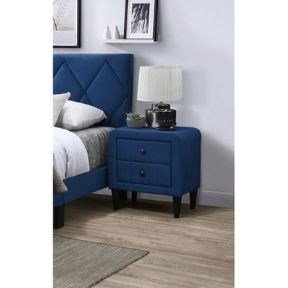 Navy Blue Velvet 2-Drawer Nightstand, 21inch¡Á16inch¡Á22inchH