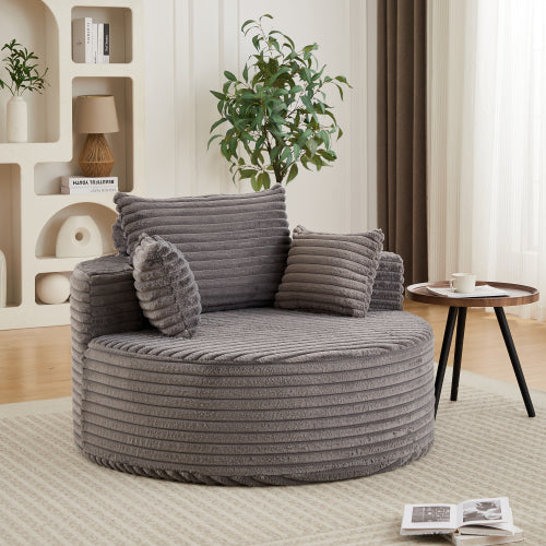 50"L Corduroy Sponge single sofa,No Assembly Required,Fluffy Modern Sleeper Chair for Living room, Bedroom, Lounge and Projection Room(Not a swivel chair.)