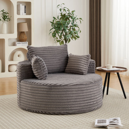 50"L Corduroy Sponge single sofa,No Assembly Required,Fluffy Modern Sleeper Chair for Living room, Bedroom, Lounge and Projection Room(Not a swivel chair.)