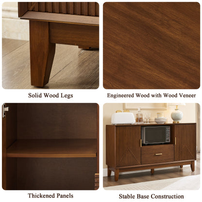 Mid Century TV Stand with Drawer, Cabinets and Storage Shelf