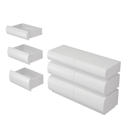 6 Drawer Dresser for Bedroom, White Dresser No Handle, Modern 6 Chest of Drawers with Wide Storage