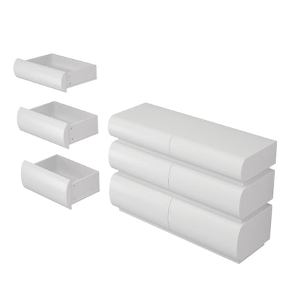 6 Drawer Dresser for Bedroom, White Dresser No Handle, Modern 6 Chest of Drawers with Wide Storage