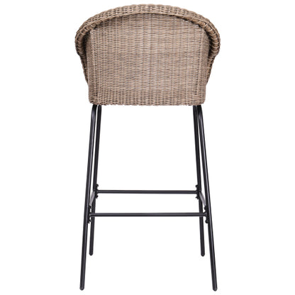Ladd Outdoor Metal Wicker Barstool, Light Brown Faux Wicker, Set of 2