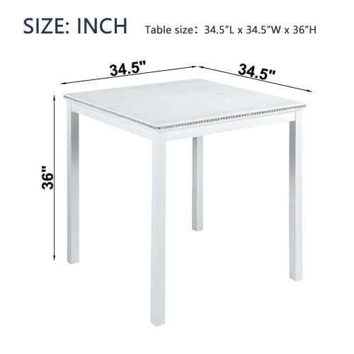 Square Counter Height Table with Crystal Inlay, White
