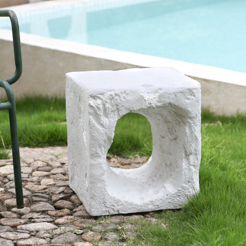 Lyra Outdoor Patio Karst Cave Inspired MGO Side Table, White