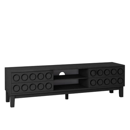 Black Mid-Century Media Console 4 Drawer TV Stand Cable Management Fits 75 Inch TV