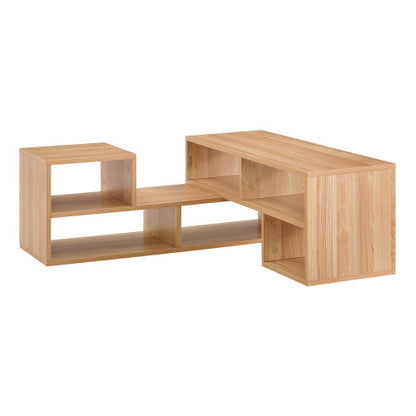 Modular TV Stand with Open Storage Shelves Light Wood Entertainment Center