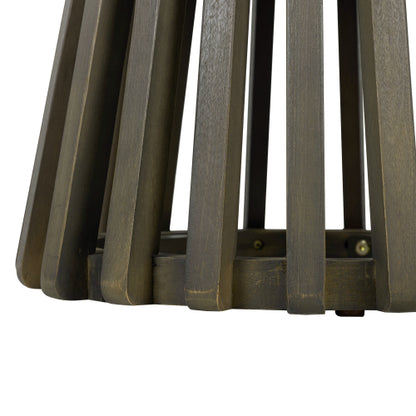 Outdoor Acacia Wood Patio Side Table, Round Coffee Table for Backyard, Lawn, Balcony,Grey Finish