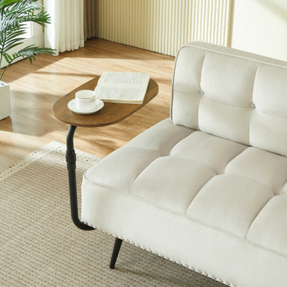 54-Inch Modern Velvet 2-Seater Sofa with Built-In 360 degree  Rotating Side Table