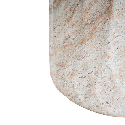 Outdoor/Indoor Lightweight Concrete Side Table,Cylinder Travertine Finish Accent Table