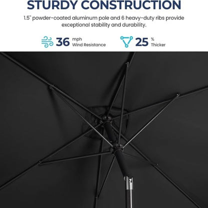 6.5 x 10 ft Black Rectangular Patio Umbrella with Crank, Tilt, Polyester UV-Resistant Canopy for Pool, Backyard & Patio (Without base)
