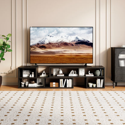Adjustable Freestyle Modular Black TV Console Multi Compartment Open Storage Entertainment Center