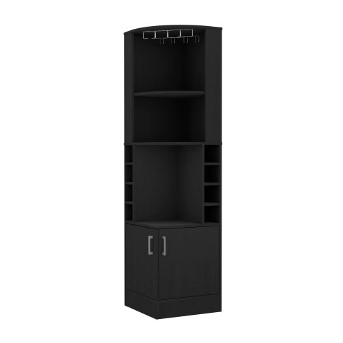 Corner Bar Cabinet, Double Door Cabinet, Glass Rack, Eight Built-in Wine Rack, Black