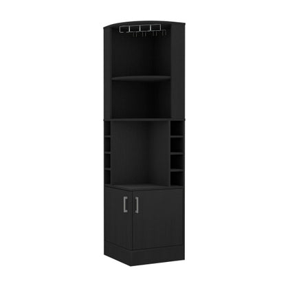 Corner Bar Cabinet, Double Door Cabinet, Glass Rack, Eight Built-in Wine Rack, Black