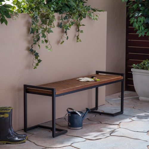 WOOD AND METAL BENCH