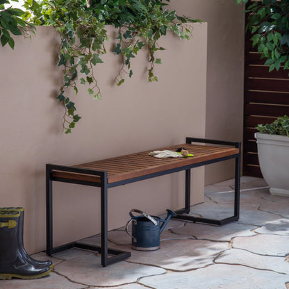 WOOD AND METAL BENCH