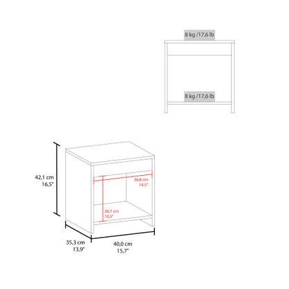 White Minimalist Single Shelf Nightstand, FSC Certified