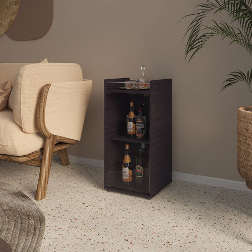 Glass Door Bar Cabinet with Shelves, Wenge