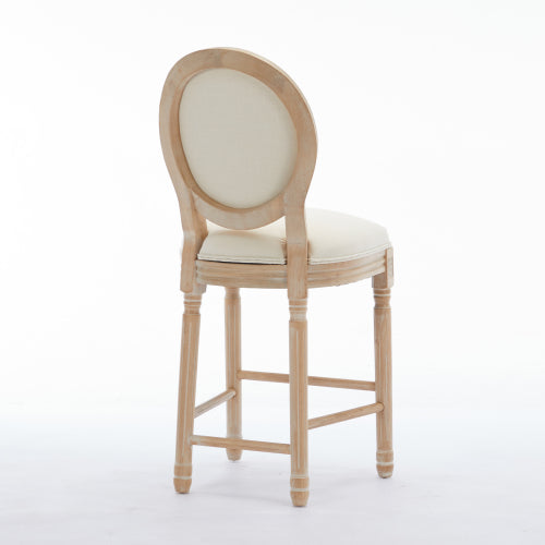 Solid Wood Bar stools Set of 2, Classic French Country Wooden Barstools with Upholstered Seating
