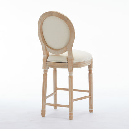 Solid Wood Bar stools Set of 2, Classic French Country Wooden Barstools with Upholstered Seating