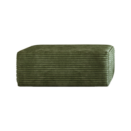 Green Plush Corduroy Modular Sofa Ottoman, No Assembly Cloud Couch with Spring & Sponge Support, Freely Movable Units