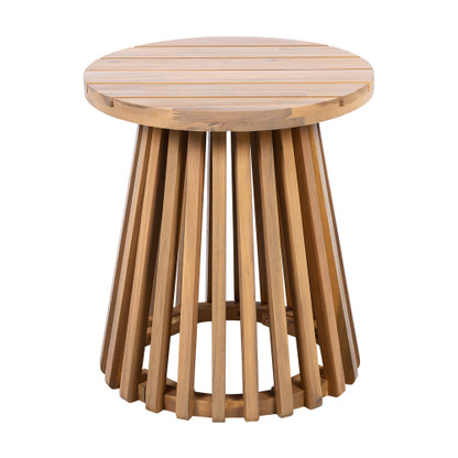 Outdoor Acacia Wood Patio Side Table, Round Coffee Table for Backyard, Lawn, Balcony,Light Teak