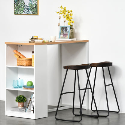 Modern Bar Table Counter Height Dining Table with 3 Storage Shelves for Kitchen, Dining Room, Living Room, White