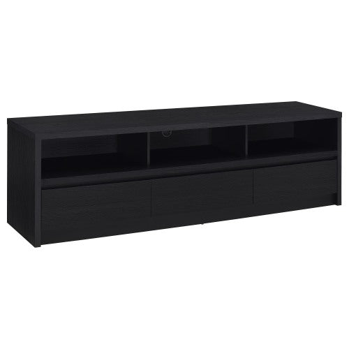 Black 78 inch TV Stand with 3 Drawers, Open Shelves & Cable Management