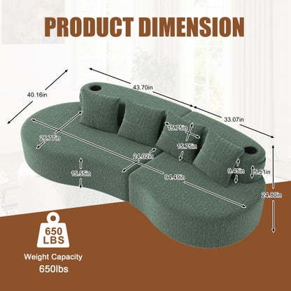 Modern Curved Sectional 3 Seat Minimalist Elegant Half Moon Sofa Compressed Modular Sectional Sofa for Living Room, Office, Apartment