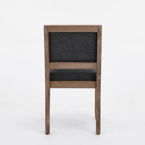 2-Piece Farmhouse Fabric Upholstered Dining Chairs, Mid-Century Solid Hardwood Side Chairs, Cushioned Gray Chairs for Kitchen & Breakfast Nook