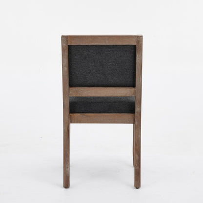 2-Piece Farmhouse Fabric Upholstered Dining Chairs, Mid-Century Solid Hardwood Side Chairs, Cushioned Gray Chairs for Kitchen & Breakfast Nook