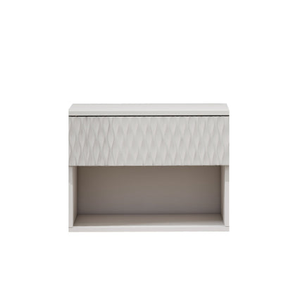 set of 2 nightstand with Modern Wall-Mounted Drawer Cabinet: Open Shelf, 3-Stage Rails, Carved Design, Anti-Wobble, DIY, for Bedroom/Living Room/Office