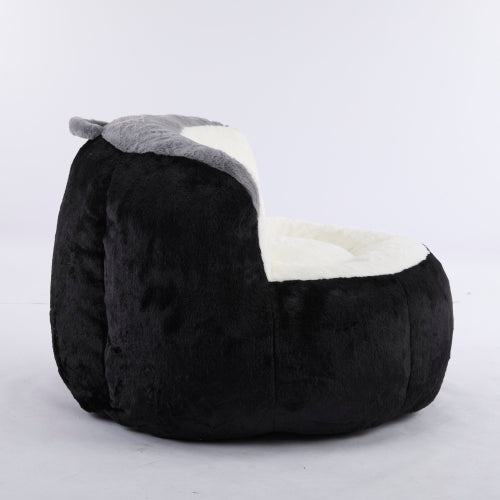 Black-White-Grey Multicolor Faux-Fur Oversized Bean Bag Chair