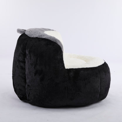 Black-White-Grey Multicolor Faux-Fur Oversized Bean Bag Chair