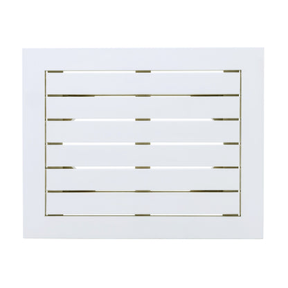 Acacia wood Accent Side Table in White PU, Weather-Resistant Rectangular End Table for Patio, Garden, Lawn, and Living Room(White PU)