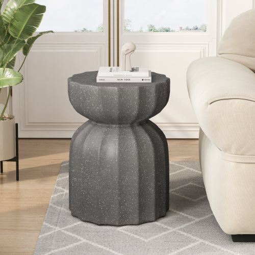 13" Modern Outdoor and Indoor Waterproof Coffee Table and Side Table Set, Durable MgO Cement Design, Suitable For Patio, Garden, Backyard and Living Room, Grey, 2PC